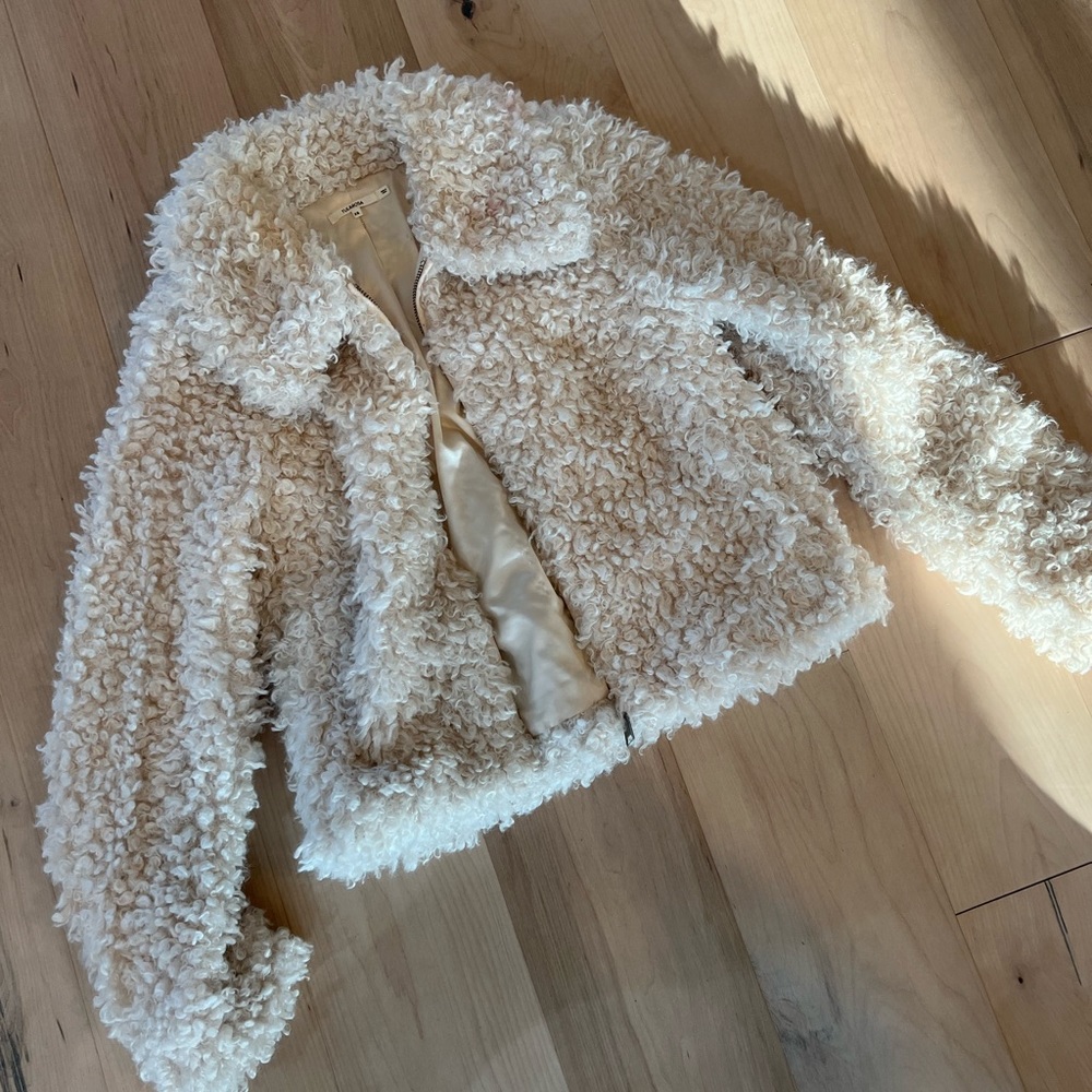 Women's Cream Faux Fur Jacket